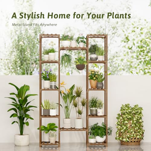 Plant Stand Indoor with Grow Lights for Indoor Plants 62.2'' Tall Plant Shelf 12 Tiers Sturdy Plant Rack for Plants Dispaly for Living Room Garden Patio Decor (12 Count)