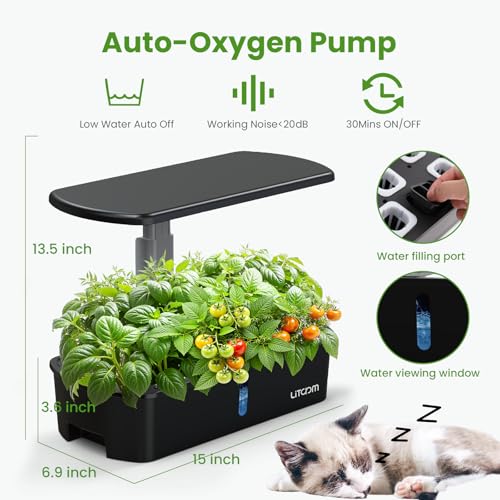 12 Pod Hydroponics Growing System Kit with LED Grow Light