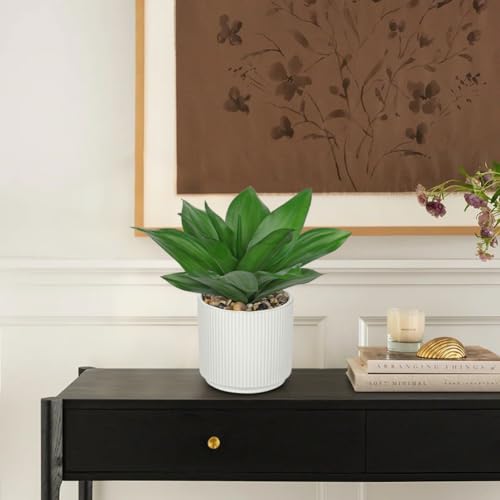 Artificial Agave Plants Fake Succulent Agave Plant Potted in White Pot Succulents Aloe Plant for Desk Modern Office Living Room Table Shelf Home Indoor Outdoor Decor