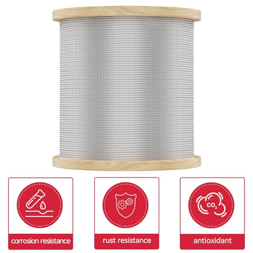 3 8 Stainless Steel Cable with 7x19 Strands and 12000lbs Breaking Strength 304 Stainless Steel Wire Rope for Aircraft Cable 150FT (150 Foot)
