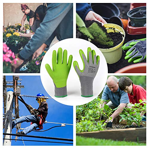 6 Pairs Eco Latex Palm Coated Garden Work Gloves by WORKPRO (6 Count)