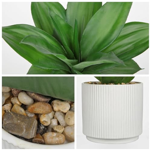 Artificial Agave Plants Fake Succulent Agave Plant Potted in White Pot Succulents Aloe Plant for Desk Modern Office Living Room Table Shelf Home Indoor Outdoor Decor