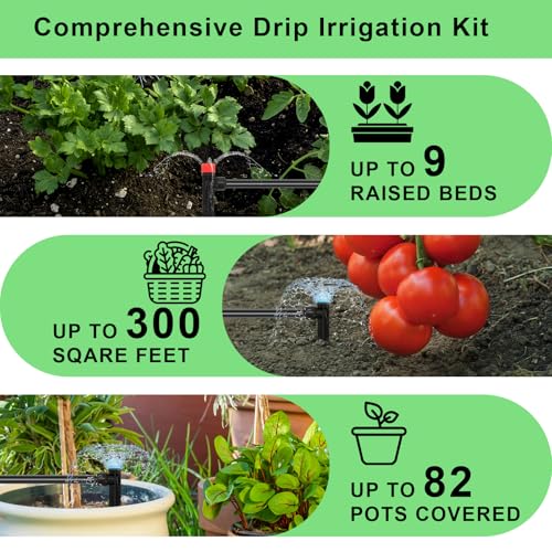 250FT Drip Irrigation System for Garden (136 Count)