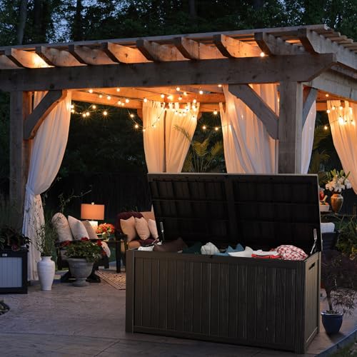 200 Gal Deck Box Resin Waterproof Outdoor Storage Box Black