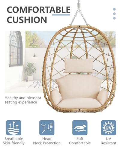 Outdoor Hanging Egg Chair with Stand (Cream)