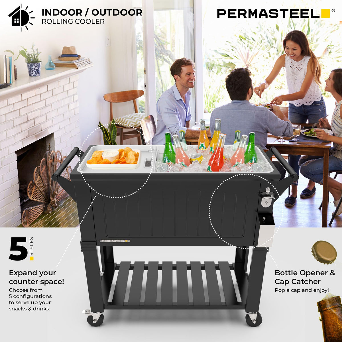 Party Cooler with Divider (Cooler W/ Divider / Black)