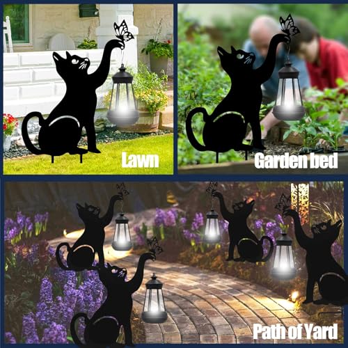 Solar Black Cat Lights Yard Decorations Outdoor (Cat)