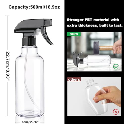 Plastic Spray Bottles 16.9oz 2 Pack Adjustable Mist (2 Count)