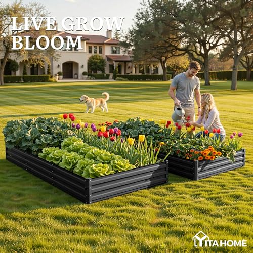 4pcs 8x4x1ft Galvanized Raised Garden Bed (8x4x1ft 4pcs / Black)