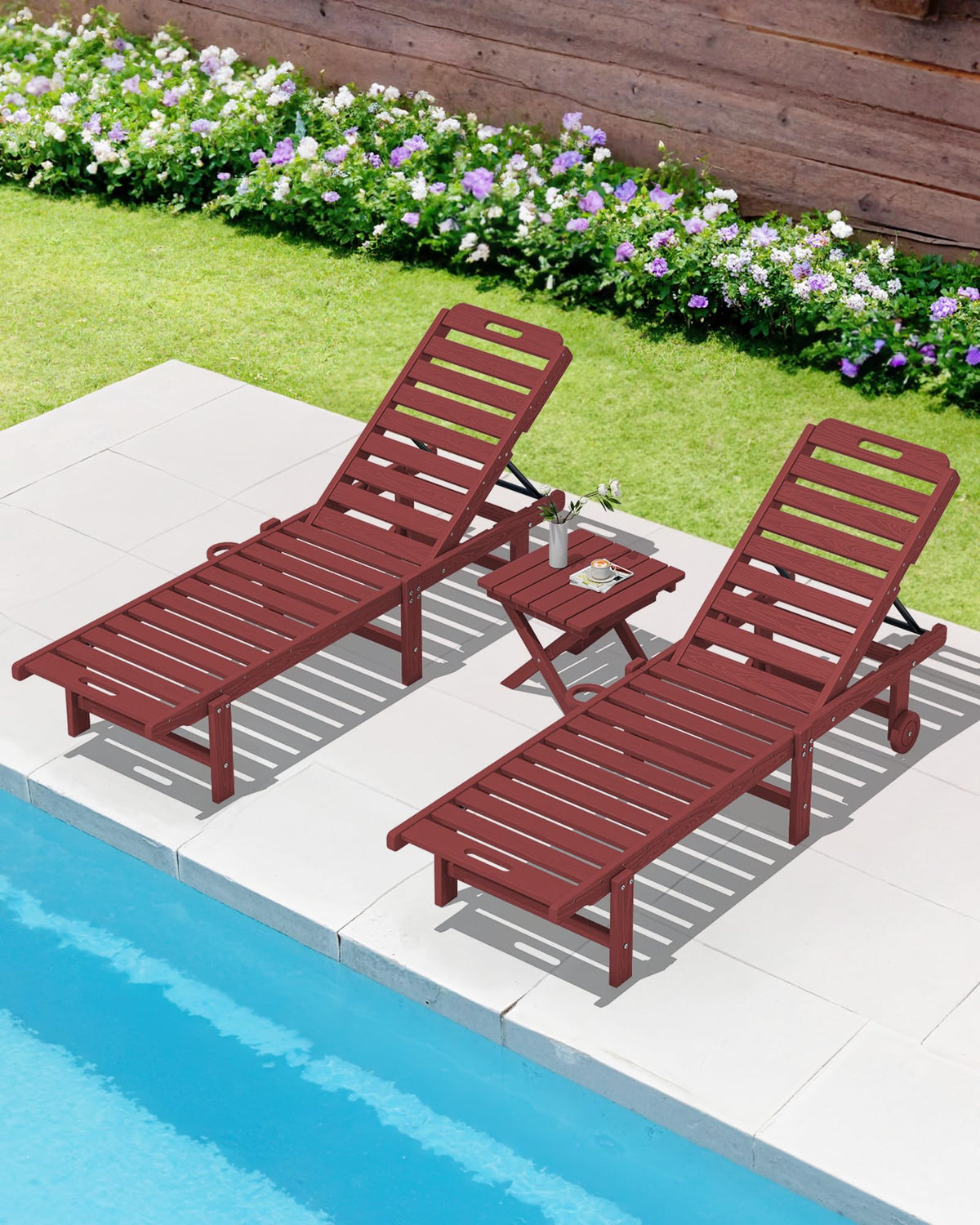 Small Folding Outdoor Side Table Set of 4 (Red / Foldable 4-pack)