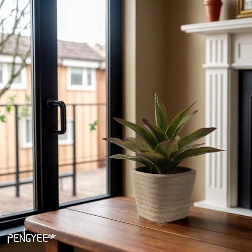3 Pack Artificial Agave Plants in Pulp Pots for Shelf Decor (3 Count)