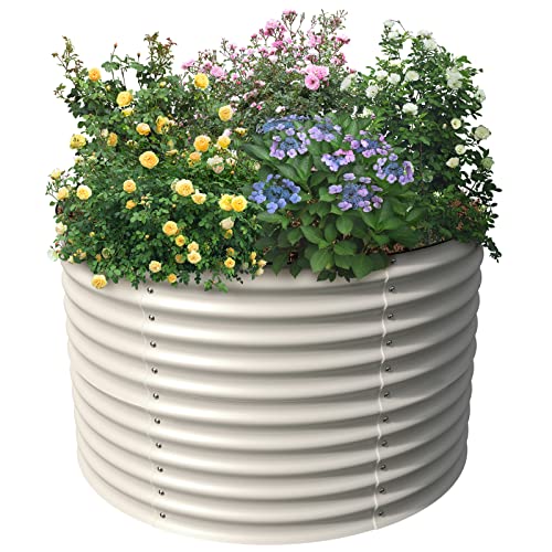 32" Tall Raised Beds for Gardening Galvanized Raised Garden Beds Round Garden Bed Metal Flower Bed Outdoor