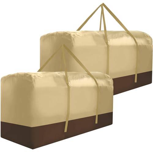 Outdoor Cushion Storage Bag Extra Large 420D Oxford Waterproof Patio Cushion Storage Bags with Zippers and Handles (2 Count)