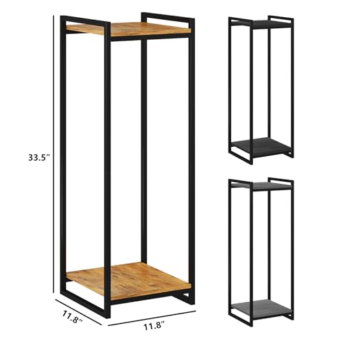 2 Tier Rustic Brown Plant Stand Indoor 34" Tall Metal Wood