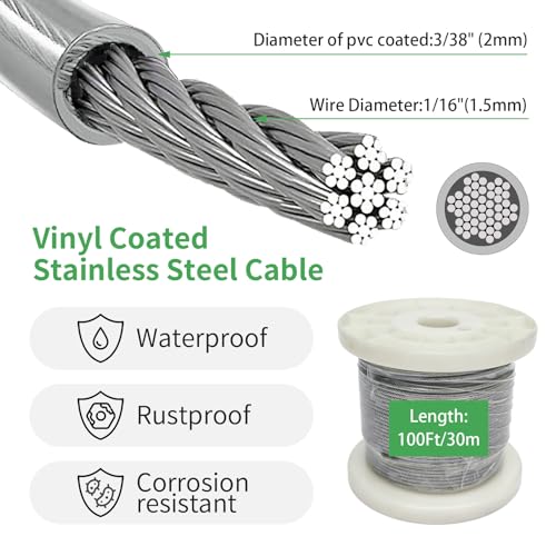 3 38" Wire Cable Rope Kit (100 Foot)