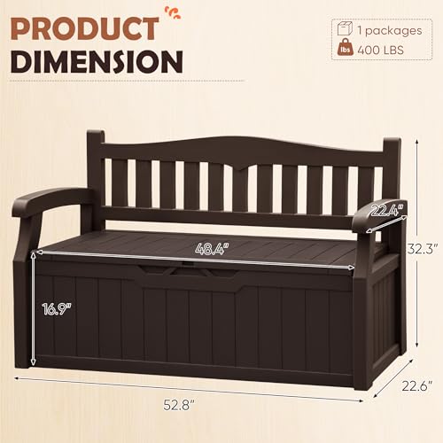 80 Gallon Resin Outdoor Storage Bench Waterproof