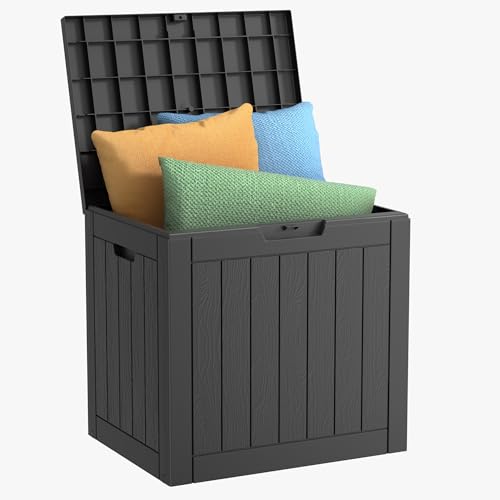 32 Gallon Resin Deck Box Waterproof (Black / 35 Gallons)