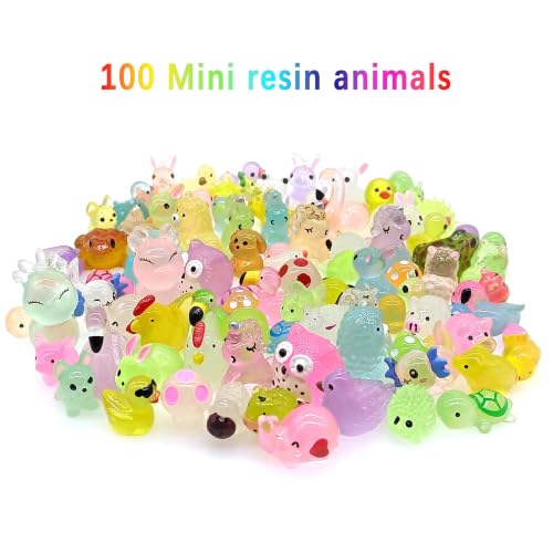 Glow in The Dark Woodland Mini Resin Animals Figures 100 Pcs Set