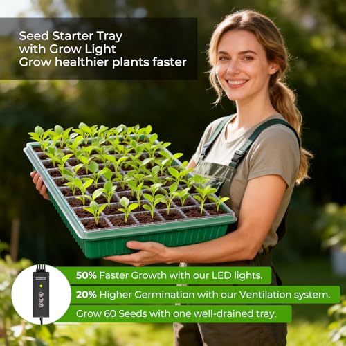 2 Pack Seed Starter Tray with Grow Light (120 Cells)