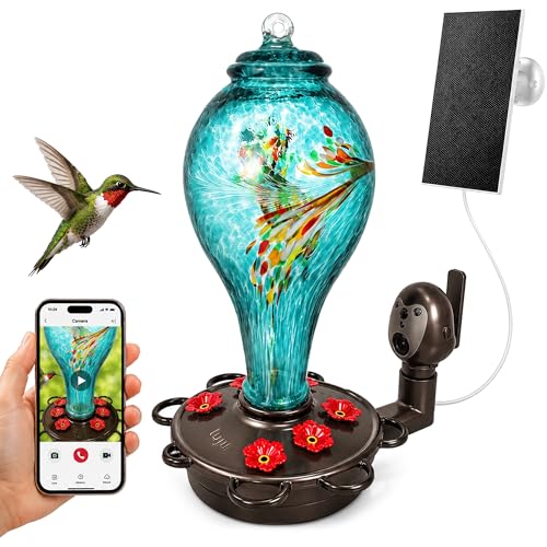 Smart Hummingbird Feeder with Camera for Outdoor Hanging (Blue / X-Large)