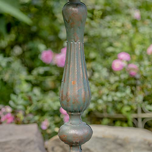 Ornate Pedestal Style Birdbath with Cast Iron Birds on Rim
