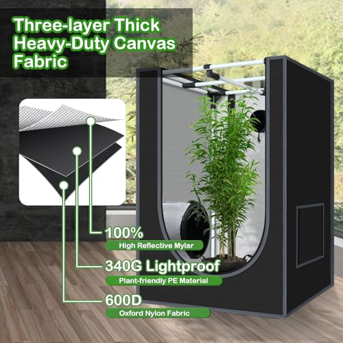 2x2 Grow Tent 24"x24"x36" 600D Mylar Hydroponic Growing Tent