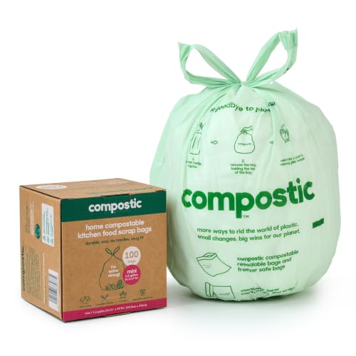 Compostable Trash Bags (100 Count (Pack of 1) / Mini 1.6 Gallon)