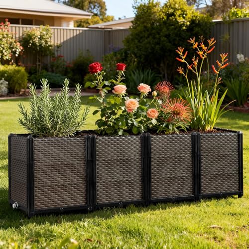 Large Raised Planter Box Outdoor Self Watering 62.9"x15.7"x19.7"