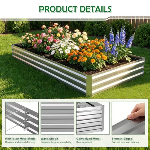 6x3x1FT Galvanized Raised Garden Bed