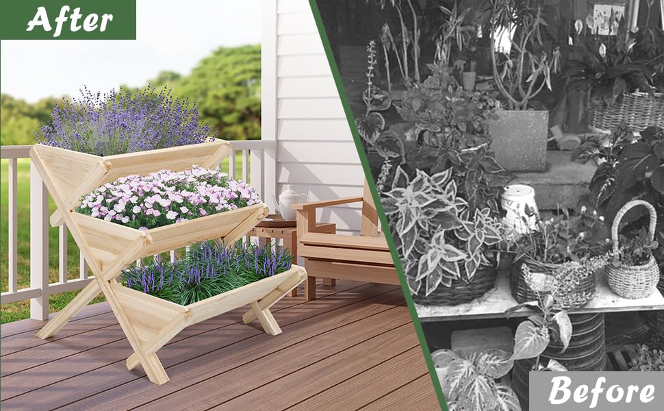 3 Tiers Wooden Vertical Raised Garden Bed with Legs