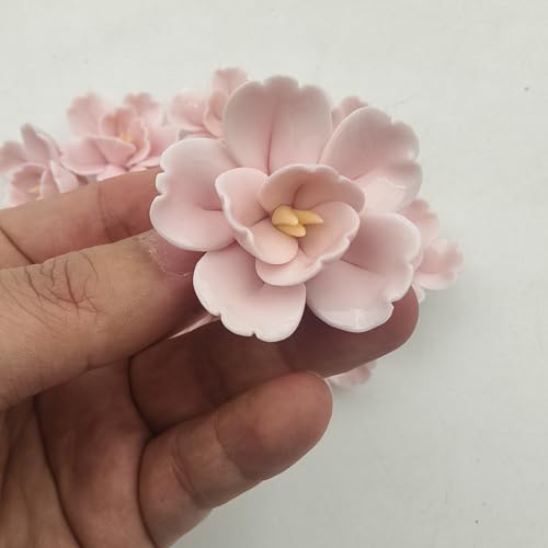 10PCS 3D Ceramics Flower Mosaic Tiles (3D Flower - Pink)