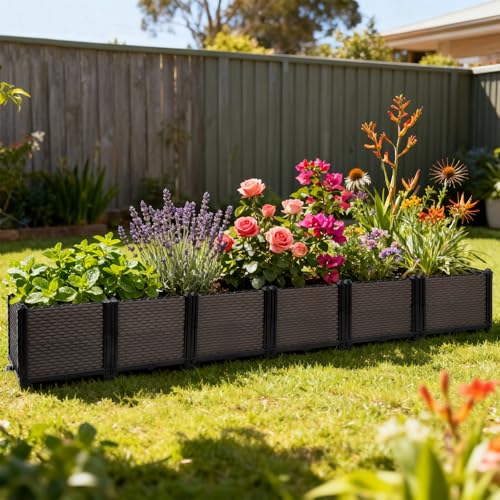 Large Raised Planter Box Outdoor Self Watering 94.4"x15.7"x14.2"
