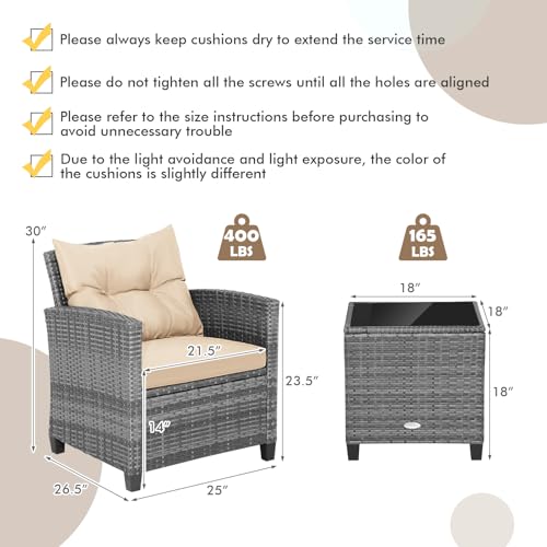 3 Pieces Wicker Patio Furniture Set (3 Count)