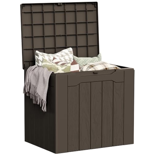 33 Gallon Resin Deck Box All Weather Outdoor Storage Boxes (Dark Brown / 33 Gallon)