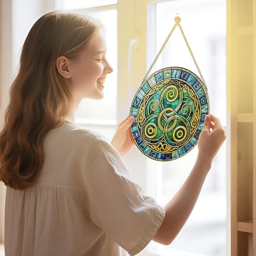 8 Inch Celtic Knot Stained Glass Suncatcher & Ornament (Celtic)