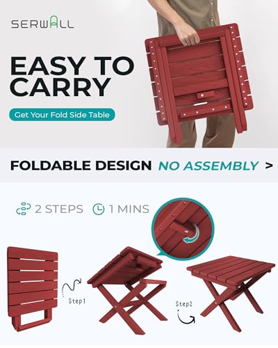 Small Folding Outdoor Side Table Set of 4 (Red / Foldable 4-pack)