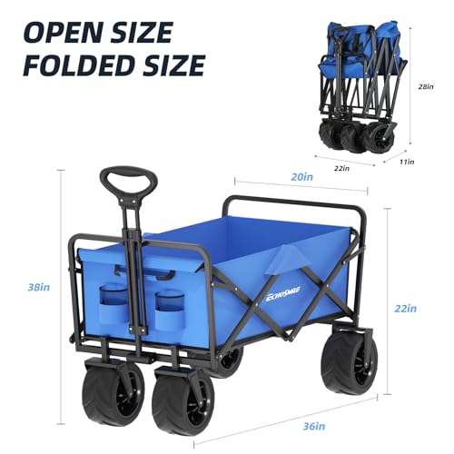 Wagons Carts Foldable Heavy Duty 350Lbs Capacity (Blue-arrow)