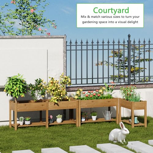 48x24x30.7in Wood Raised Garden Bed with Legs Elevated Planter Box Gardening Outdoor Planter Box Patio Kit Planting Bed for Vegetables Flowers Herbs Outdoor for Patio Balcony Backyard