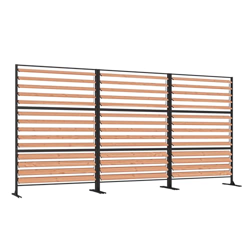 Modern Shade 6x4 ft Louvered Wood Privacy Fence Panel with Louverd Slats (6' x 4' / 3 Panel)