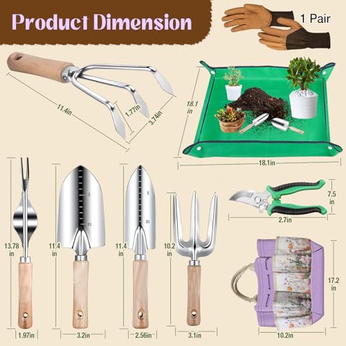 Gardening Tool Set with Tote Bag Heavy (9 Count)
