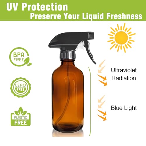 8OZ Amber Glass Spray Bottles