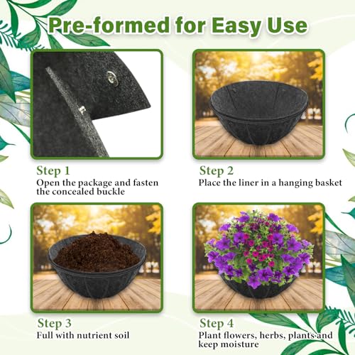 4 Pack 12 Inch Round Fabric Planter Basket Liner (12inch)