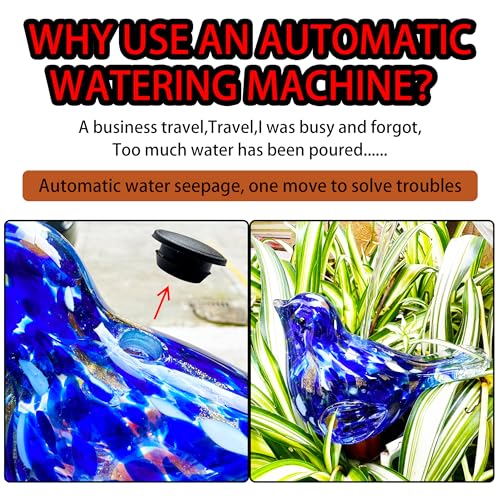 Glass Bird Shaped Plant Watering Ball Glass Automatic Watering Ball Flower Pot Insertion Spike Drip Irrigation Device Watering Ball Irrigation System Plant Enthusiast Gift