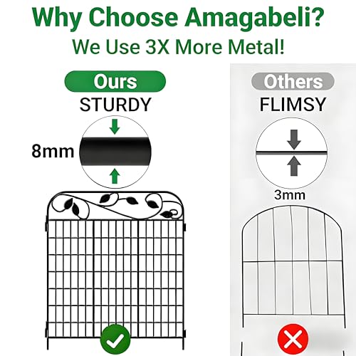 AMAGABELI 4 Panels 44 in (Black Fence & Gate 2 / 44in(H) X 12ft(L))