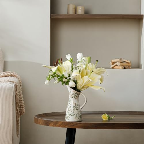 Ceramic Flower Vase for Home Decor (14-green and Beige)