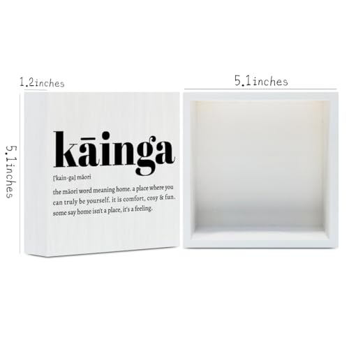 Kainga Definition Maori Rustic Home Office Decor Wooden Box Sign (White 1232 / Wooden box（5.1 x 5.1 inches）)