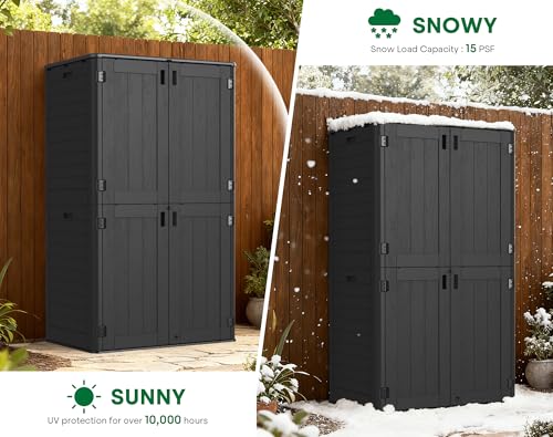 Tall Vertical Outdoor Storage Shed (Black / 61 Cu.Ft)