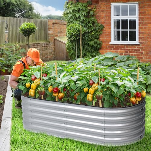 5 x 2 x 1.5 ft Oval Galvanized Raised Garden Bed Kit