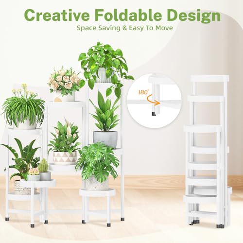8 Tier Folding Plant Stand Indoor Outdoor (White / 8 Tiers)