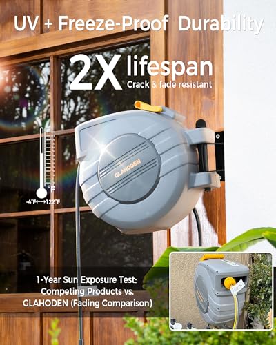 5 8 in x 115 ft Retractable Garden Hose Reel with Metal Bracket